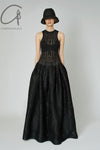 mame kurogouchi knitted traditional pattern and jacquard dress MM22SS DR029 black